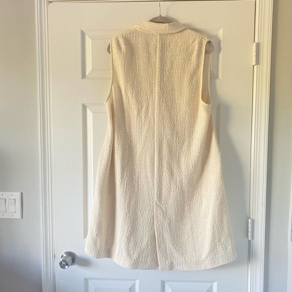 Zara Structure Ivory Tweed Longline Vest Sz XL - Picture 6 of 12
